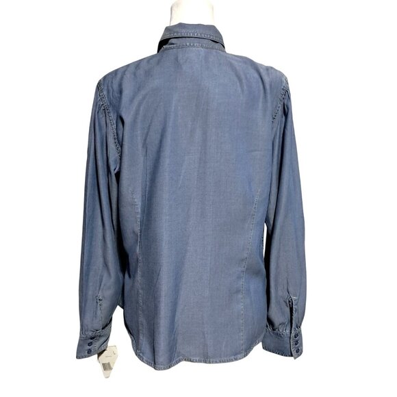 Liz Claiborne Chambray Top Womens Size L Button Up Long Sleeve NWT NOS - Picture 13 of 14